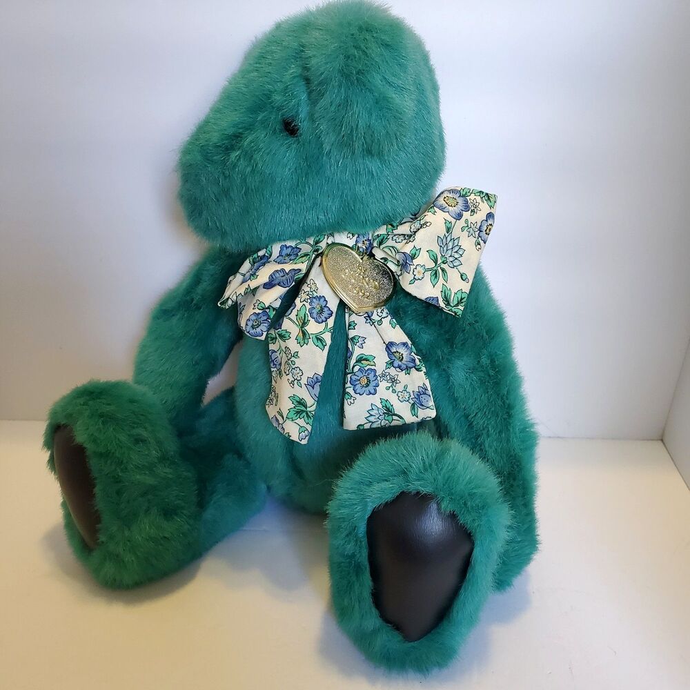 Vtg 1992 Gund Victoria's Secret Teddy Bear Plush Teal Turquoise Vinyl Paws TAGS